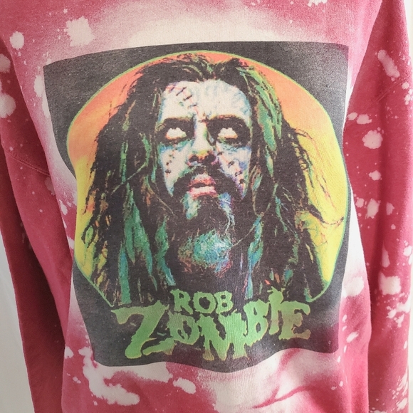 Jerzees Rob Zombie Sweatshirt Men's Size Medium Red Bleached Wash Horror Metal. - Picture 2 of 8